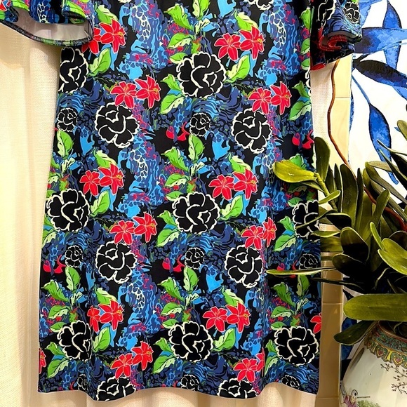 NWOT Chelsea Gunn Floral Multicolor Polyester and Spandex 3/4 Length Sleeve S - Picture 4 of 10